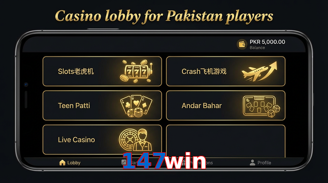 Lobby view of 147Win for Pakistan users